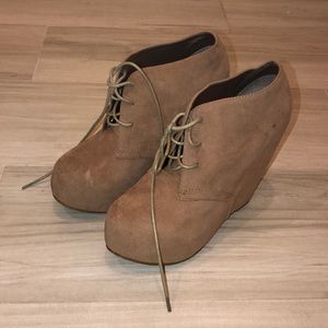 Taupe ankle booties suede